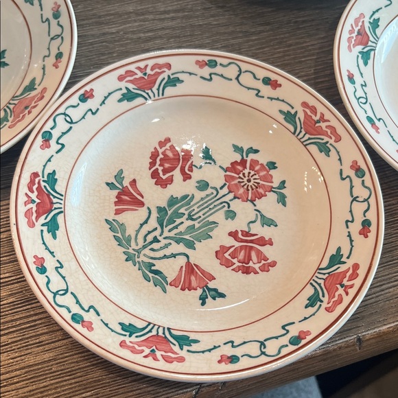 ANTIQUE Villeroy & Boch Dresden Saxony Red Poppy Bread & Butter Plates (8) - Picture 5 of 16